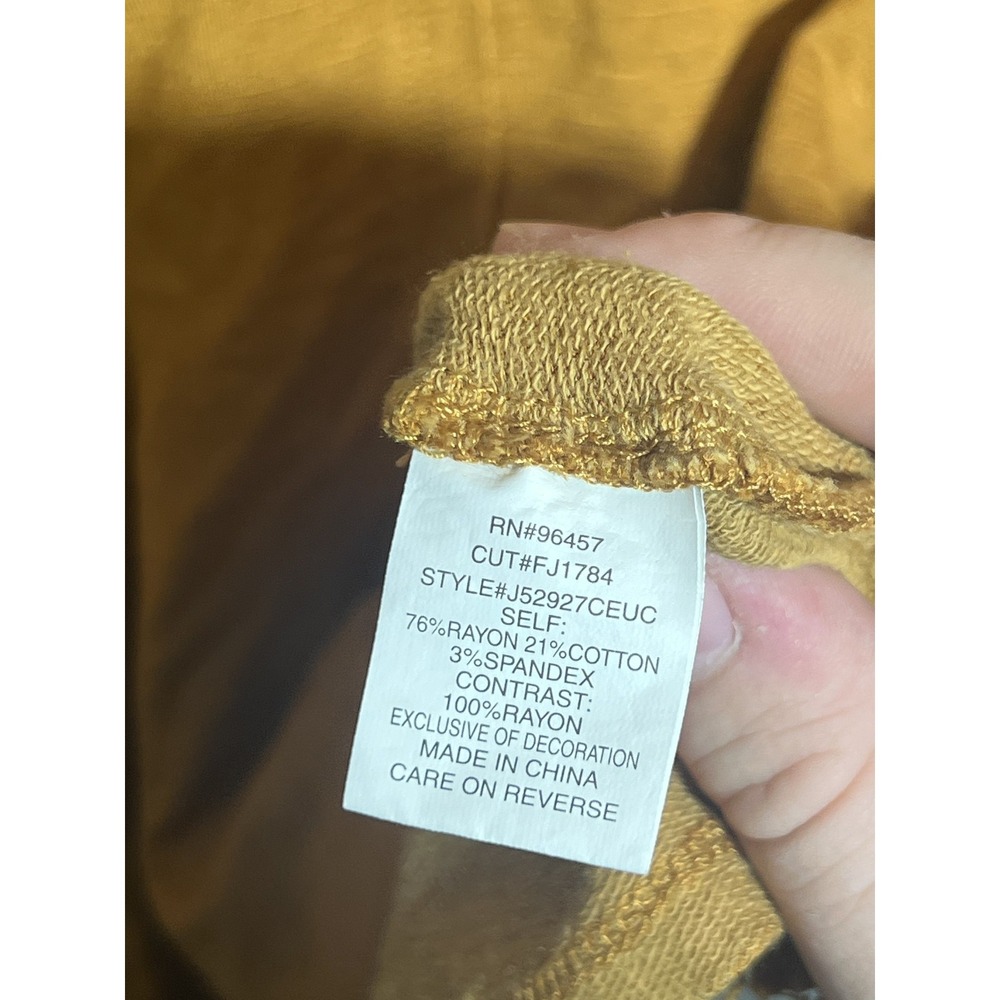Eyeshadow Women's Mustard Gold Crochet Lace Trim Hooded Cropped Sweatshirt Size - Picture 4 of 5